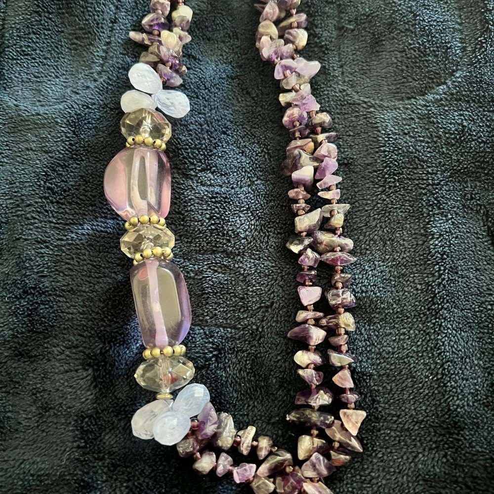 NWT! LOFT Purple Statement Necklace, Multi-Row, 23" Fully Extended